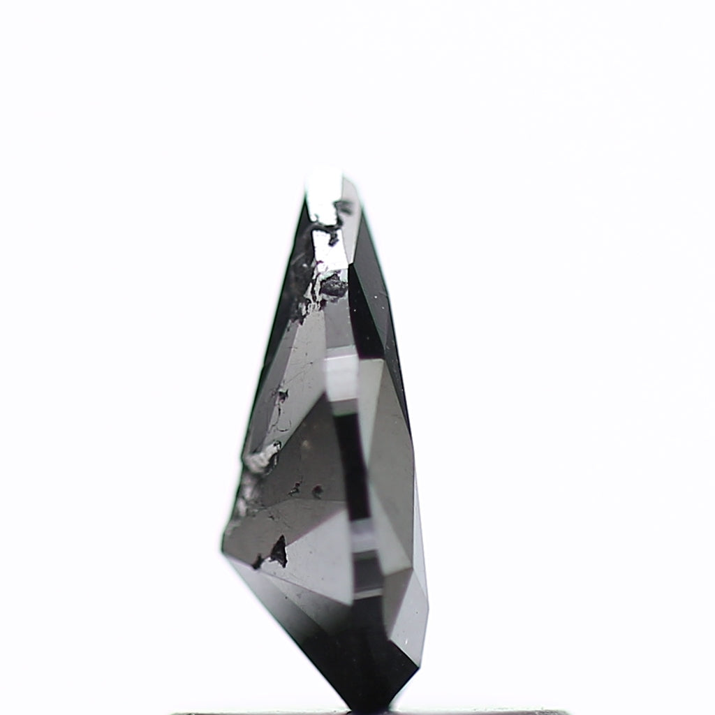 0.64 Carat Fancy Black Pear Salt and Pepper Diamond 7.45 MM