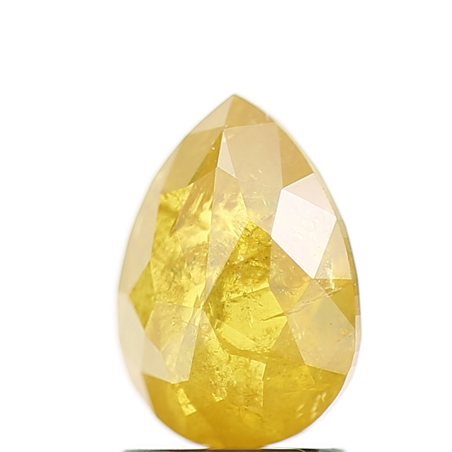 1.78 Carat Natural Fancy Yellow Pear Salt and Pepper Diamond 8.70 MM