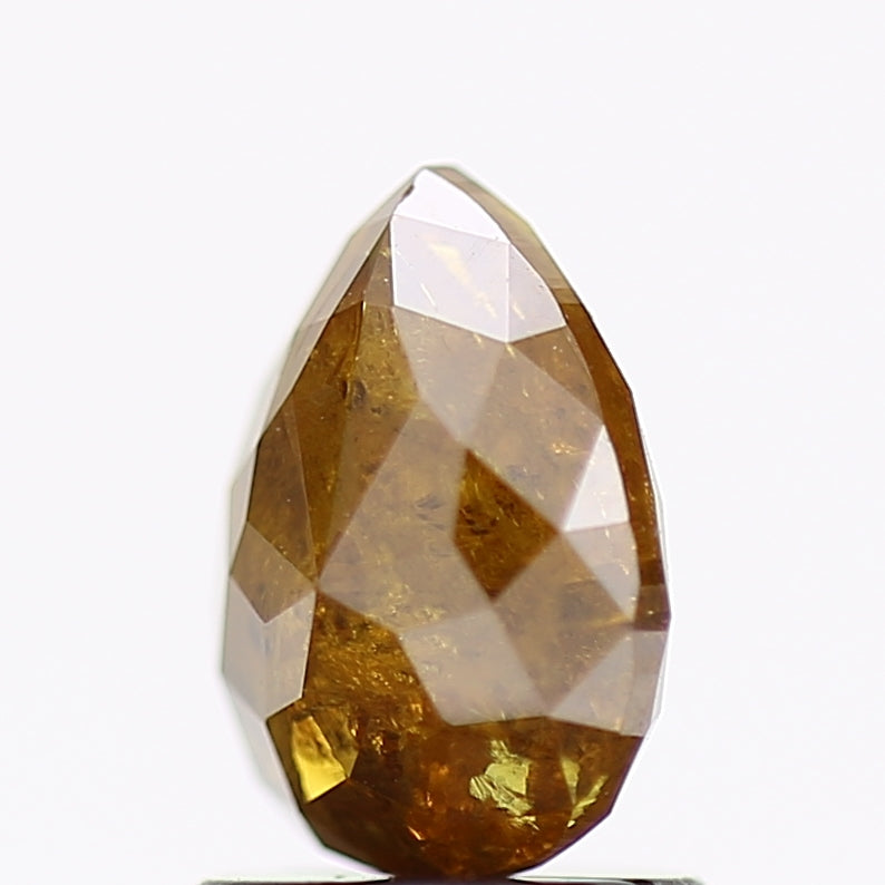 1.36 Carat Natural Pear Salt and Pepper Diamond Yellow Brown 7.8 MM