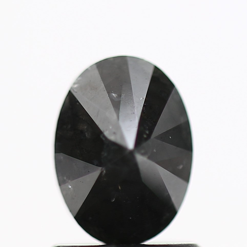 1.20 Carat Fancy Black Oval Cut Natural Diamond 7.17 MM