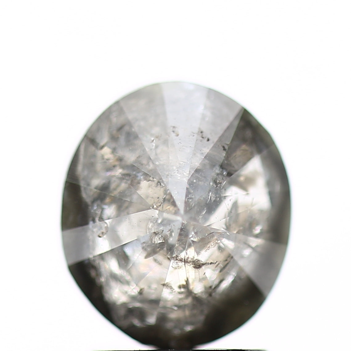1.96 Carat Oval Cut Gray Salt and Pepper Diamond 8.25 MM