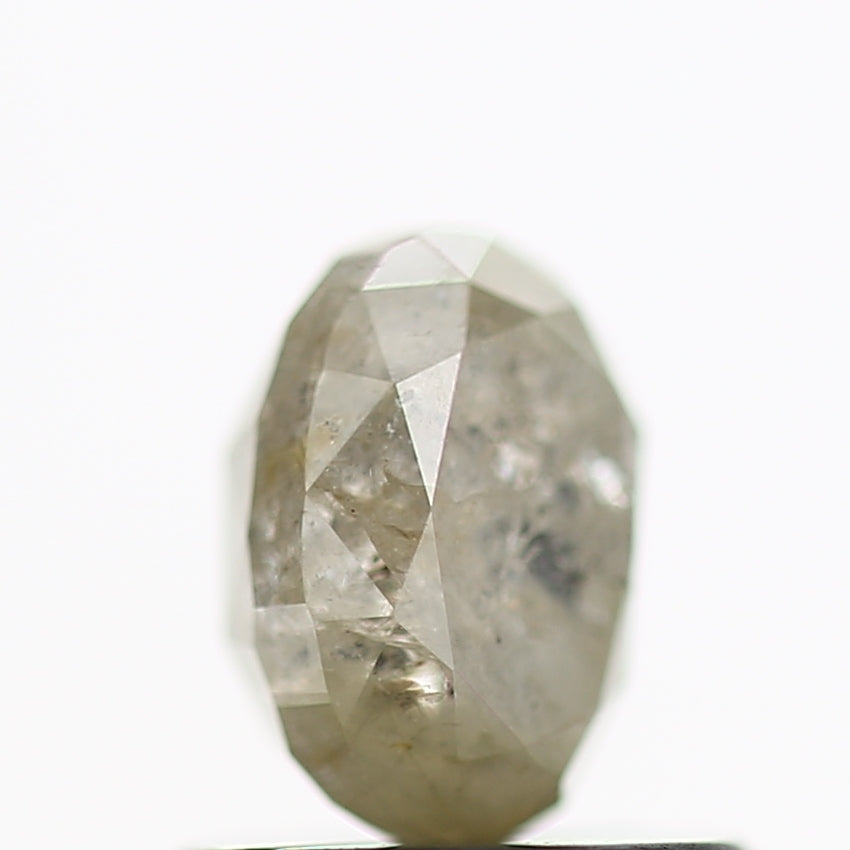 0.91 Carat Natural Rustic Oval Grey Diamond 6 MM