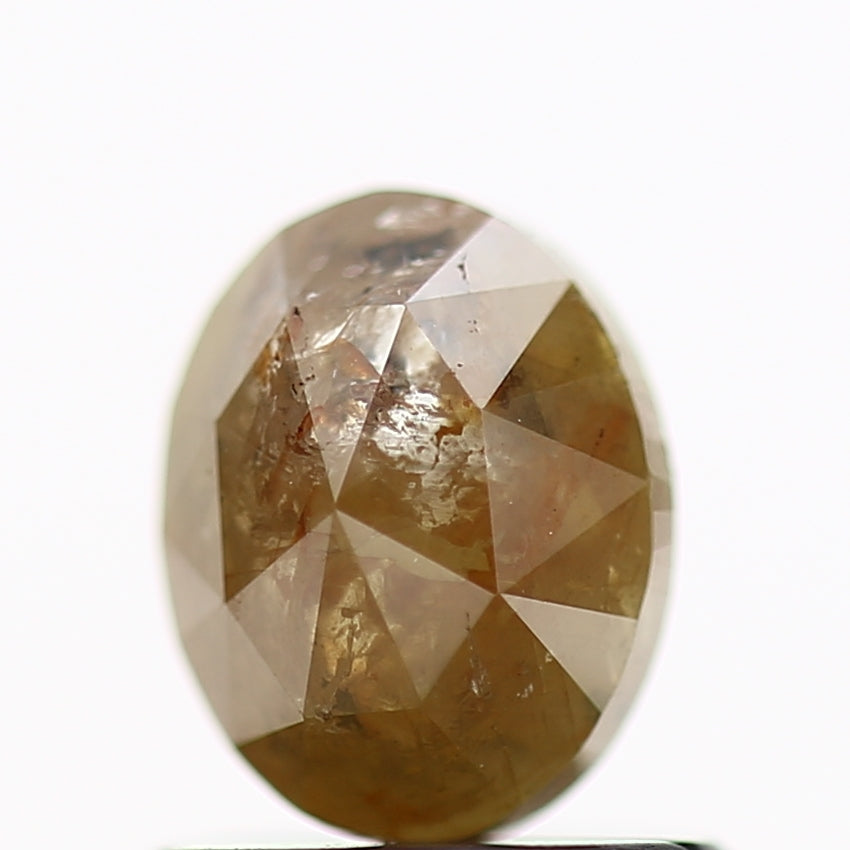 0.84 Carat Rose Cut Loose Oval Yellow Natural Diamond 6.3 MM