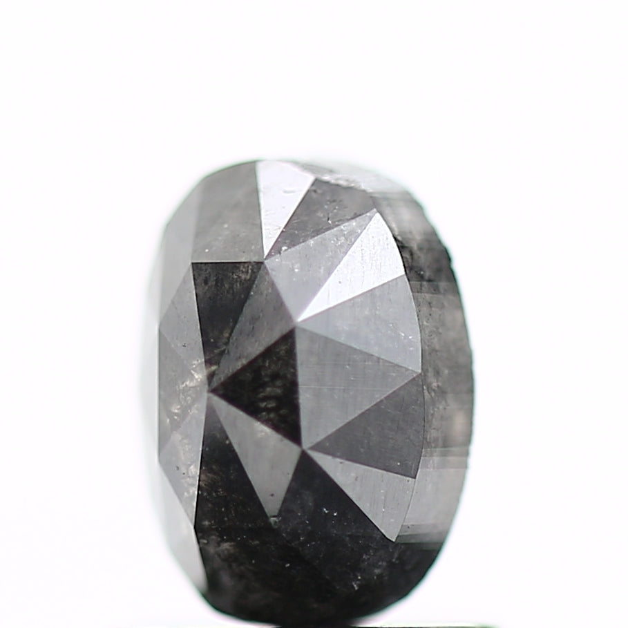 0.99 Carat Fancy Black Natural Diamond Rose Cut Oval 6.50 MM