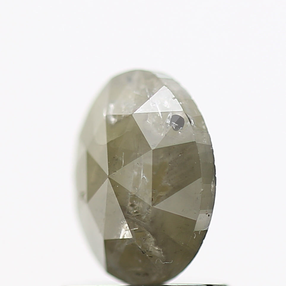 0.76 Carat Rose Cut Gray Oval Shape Natural Diamond 7 MM