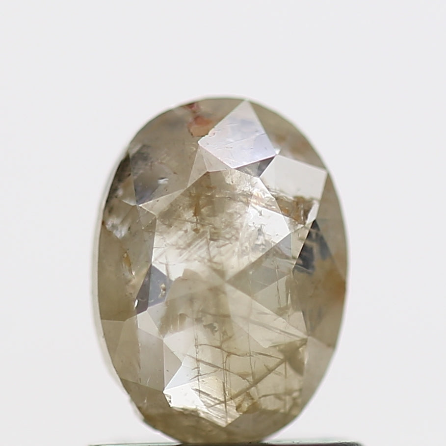 0.60 Carat Oval Rose Cut Salt and Pepper Diamond 6.9 MM