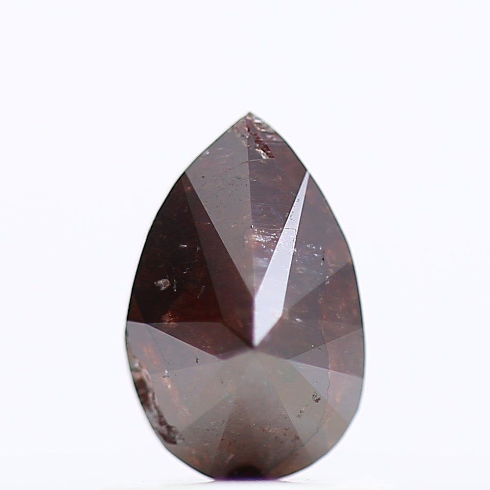 0.79 Carat Salt And Pepper Natural Fancy Red Diamond Pear 7.25 MM