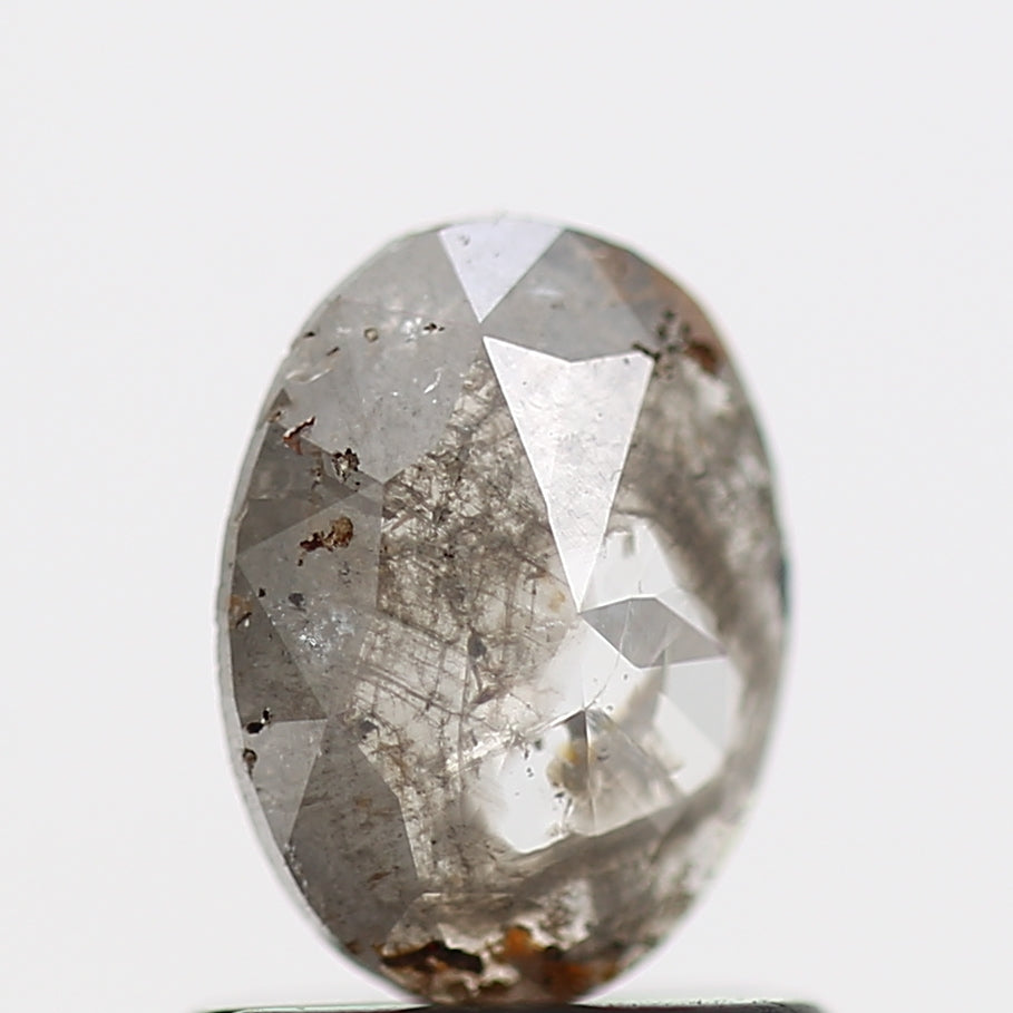 0.52 Carat Oval Rose Cut Salt and Pepper Diamond 6.80 MM