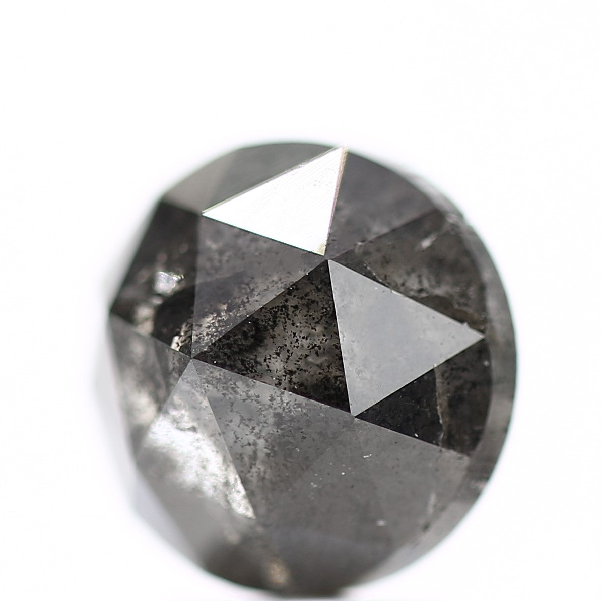 3.01 Carat 8.5 MM Natural Gray Rose Cut Salt and Pepper Diamonds - Blackdiamond