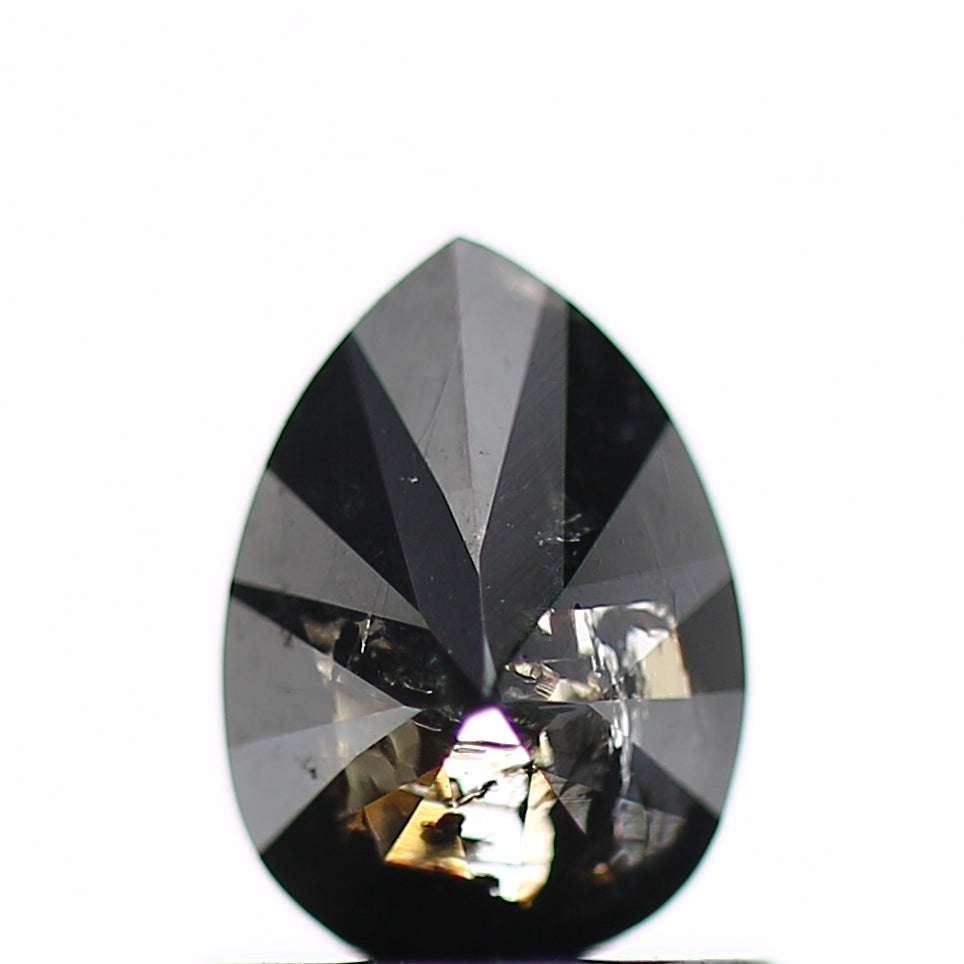 0.79 Carat Fancy Black Pear Salt and Pepper Diamond 7.02 MM