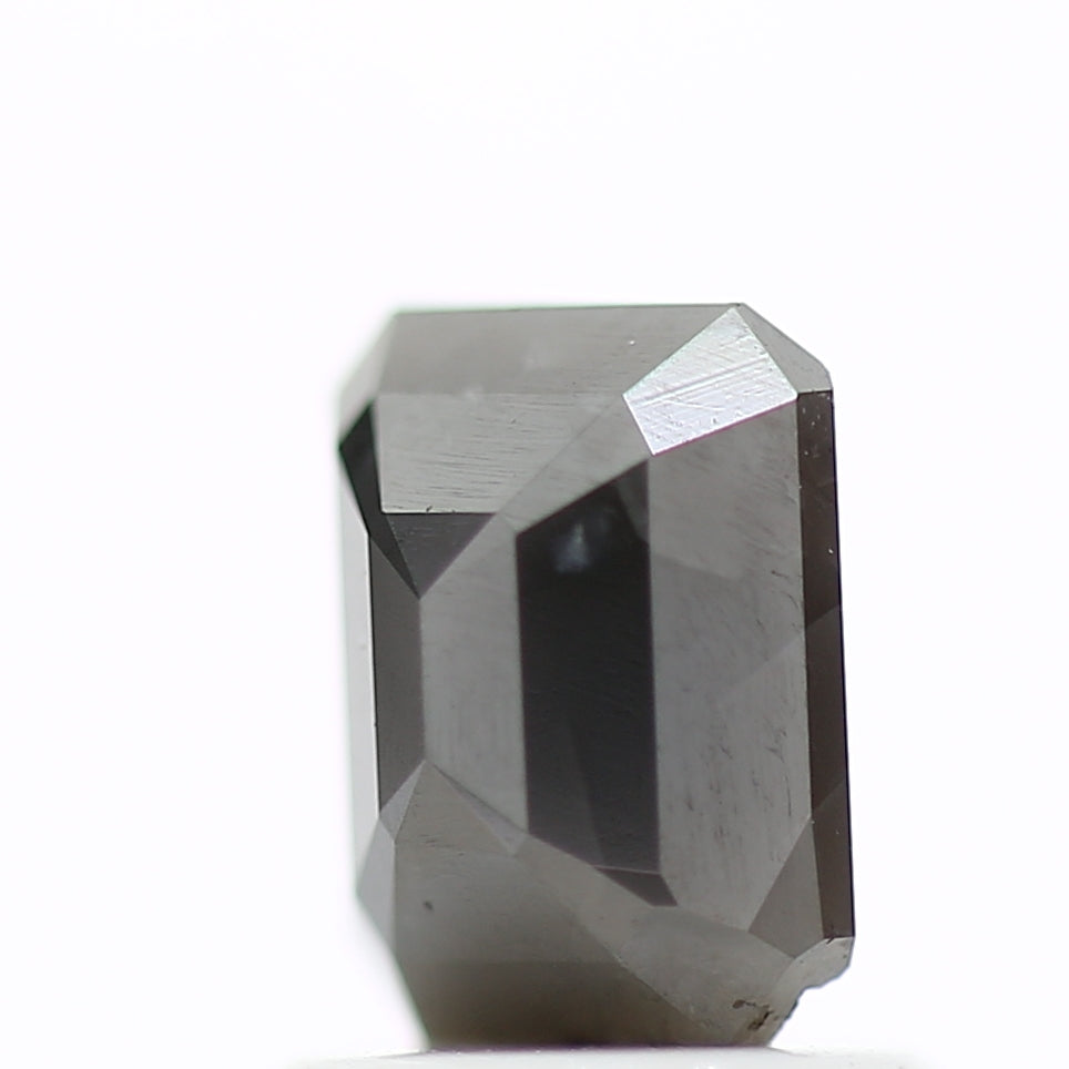1.03 Carat 6.44 MM Natural Gray Rustic Emerald Cut Loose Diamond - Blackdiamond