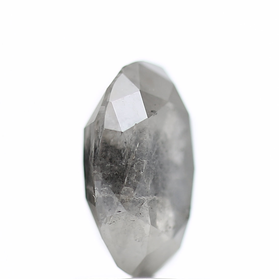 1.60 Carat Rose cut Fancy Gray Oval Salt and Pepper Diamond 8.52 MM
