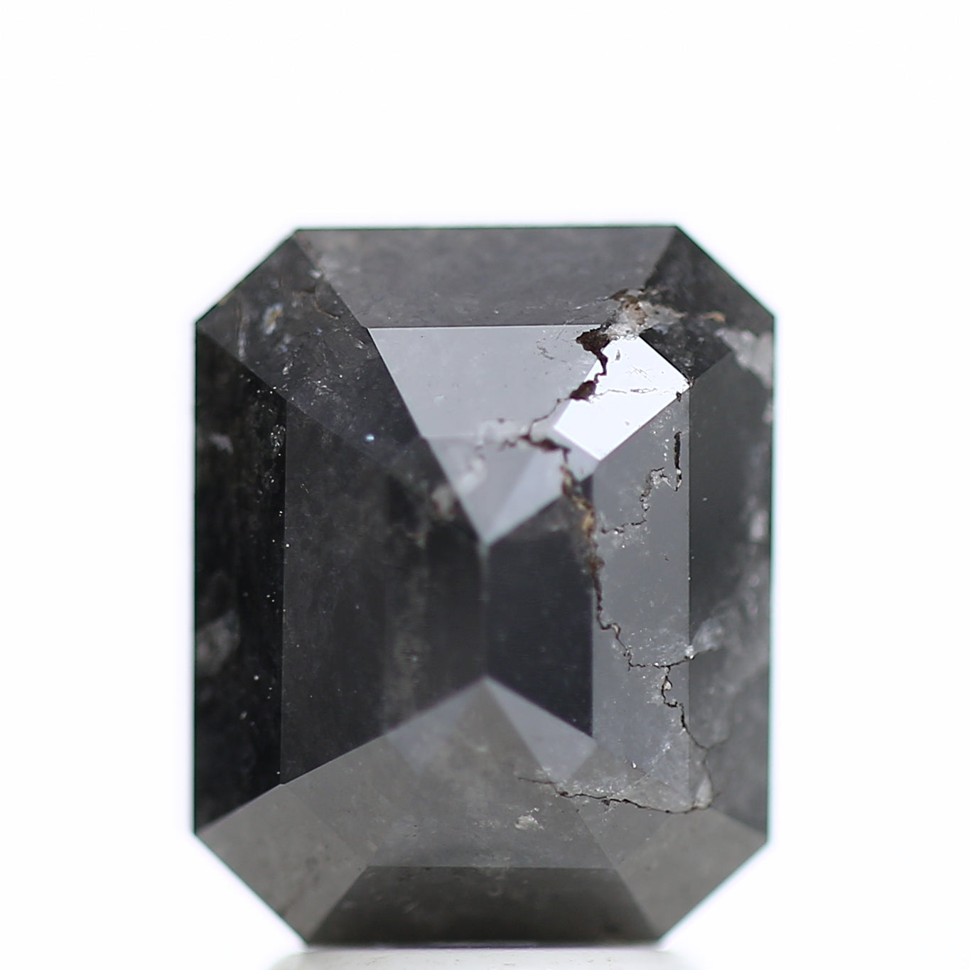 4 Carat Natural Emerald Cut Black Salt And Pepper Diamond 9.74 MM