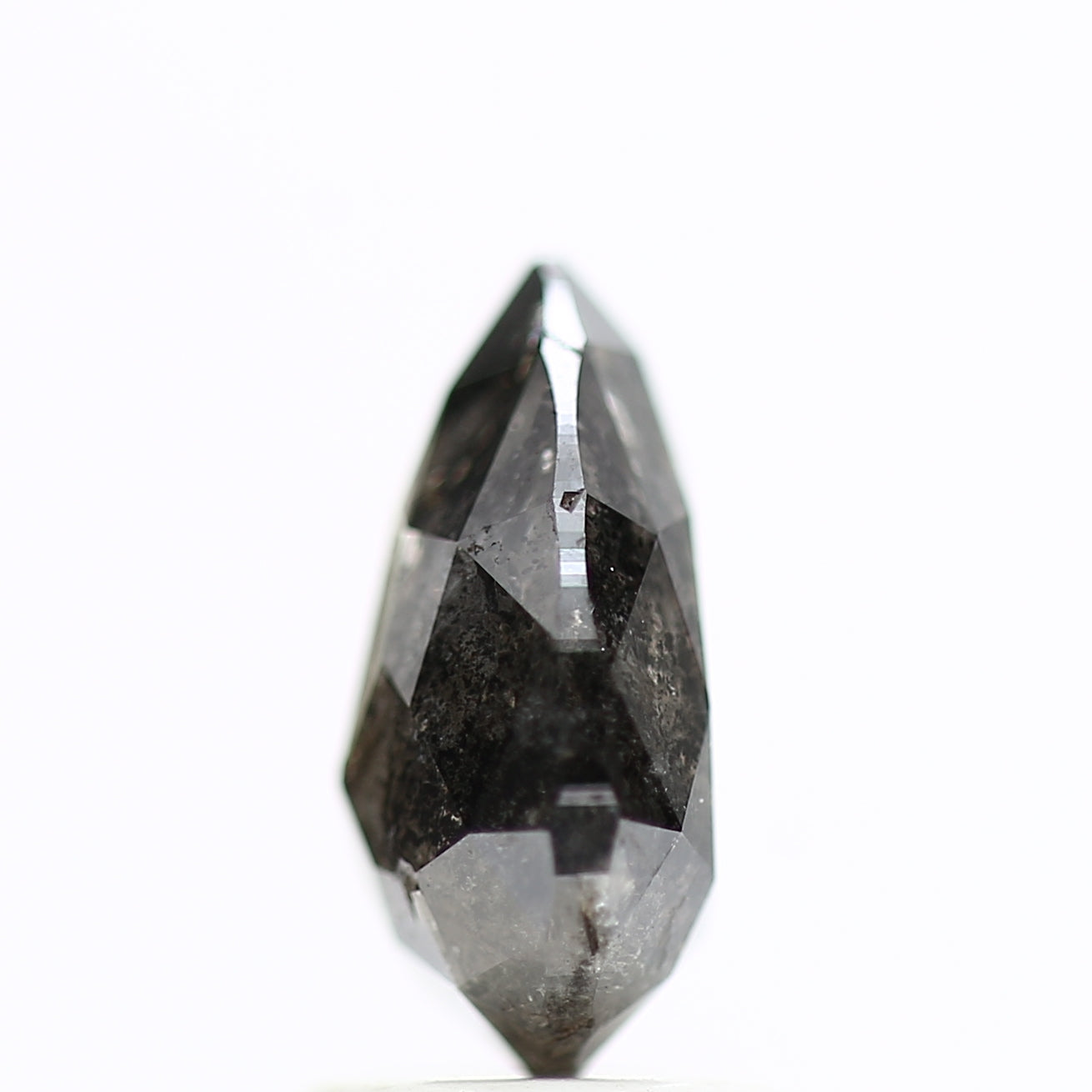 2.02 Carat Salt & Pepper Pear Diamond Double Cut Diamond 9.38 MM