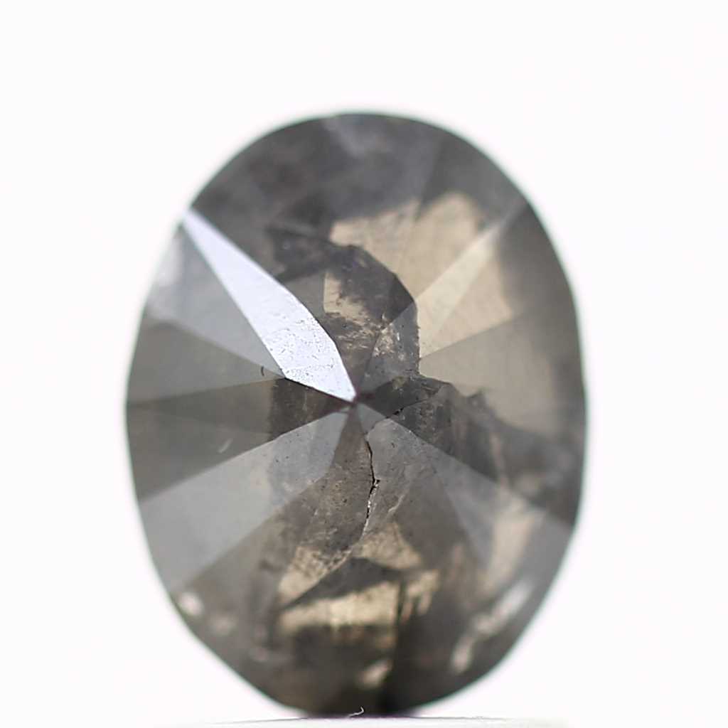1.46 Carat Oval Cut Black Salt and Pepper Diamond 8.18 MM