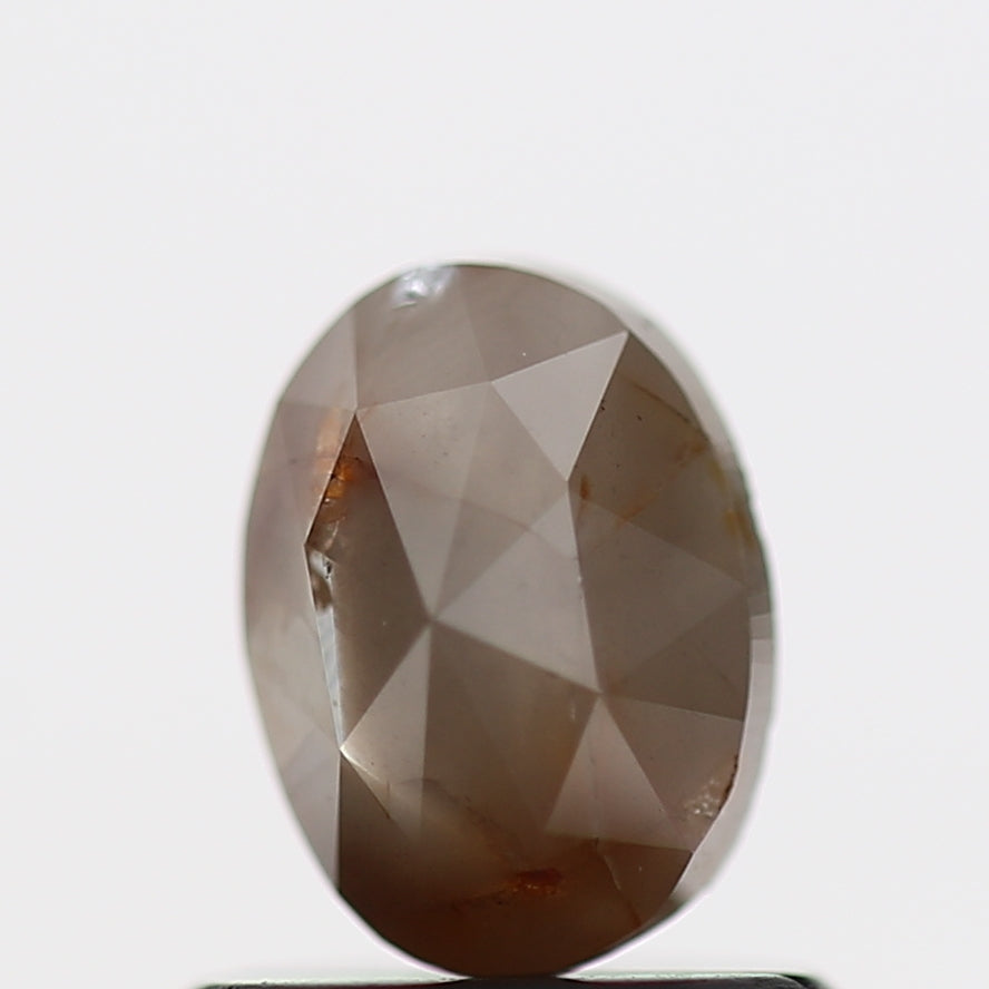 0.71 Carat Oval Rose Cut Salt and Pepper Diamond 6.2 MM