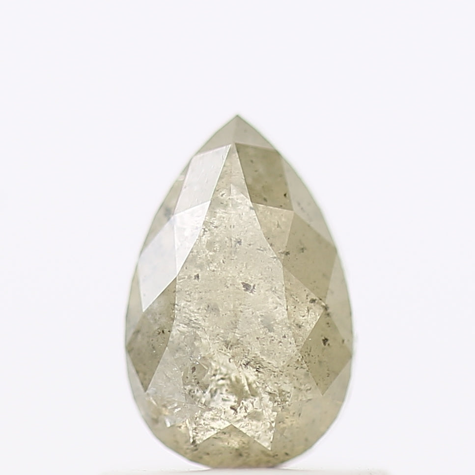 0.74 Carat Yellow Pear Salt and Pepper Diamond 6.91 MM