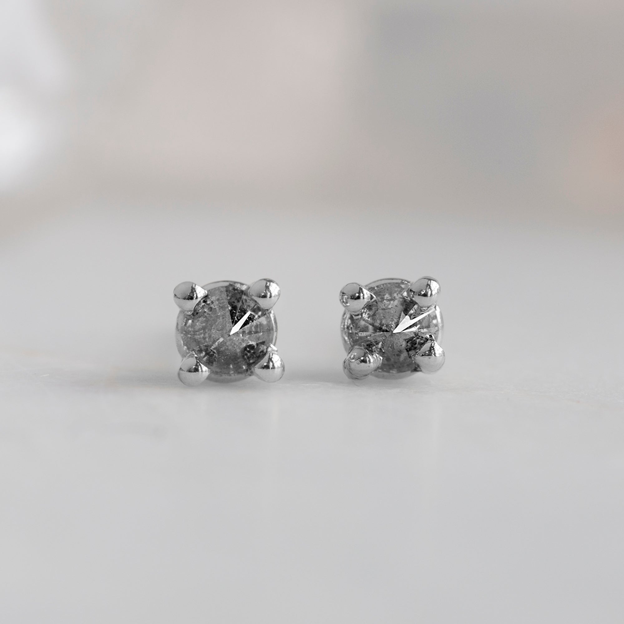 0.32 Carat Inverted Salt and Pepper Diamond Stud Earrings