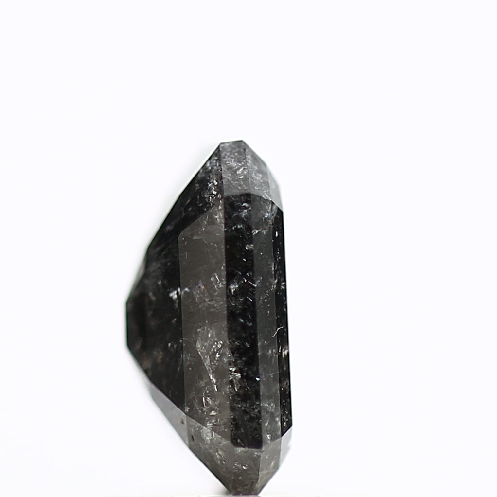 1 Carat Emerald Cut Salt and Pepper Diamond 6.93 MM Fancy Natural Black