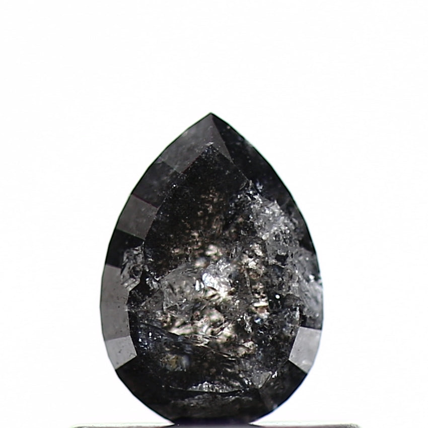 0.59 Carat Black Pear Salt and Pepper Galaxy Diamond 5.94 MM