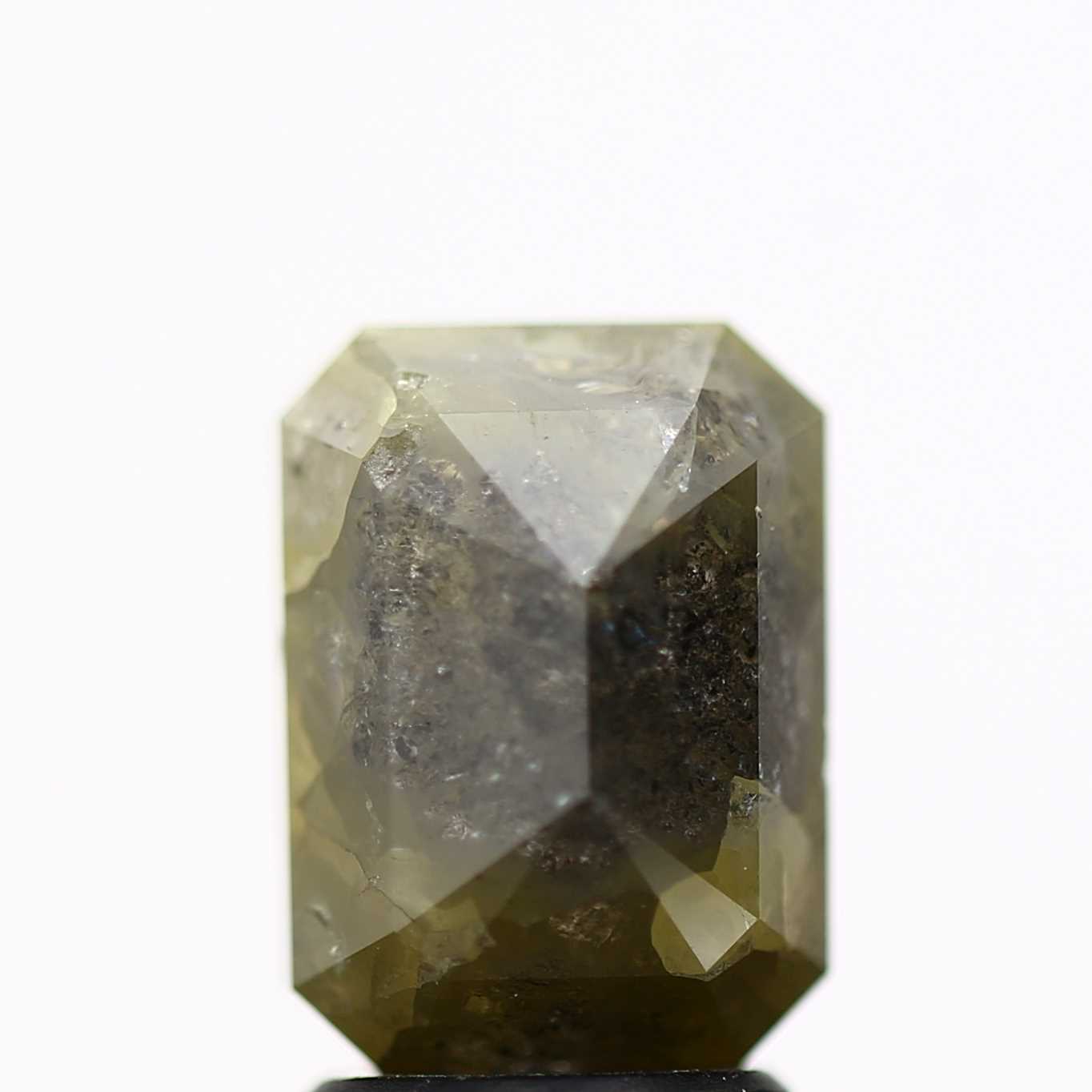 3.22 Carat 9.04 MM Rustic Green Yellow Emerald Cut Natural Diamond - Blackdiamond