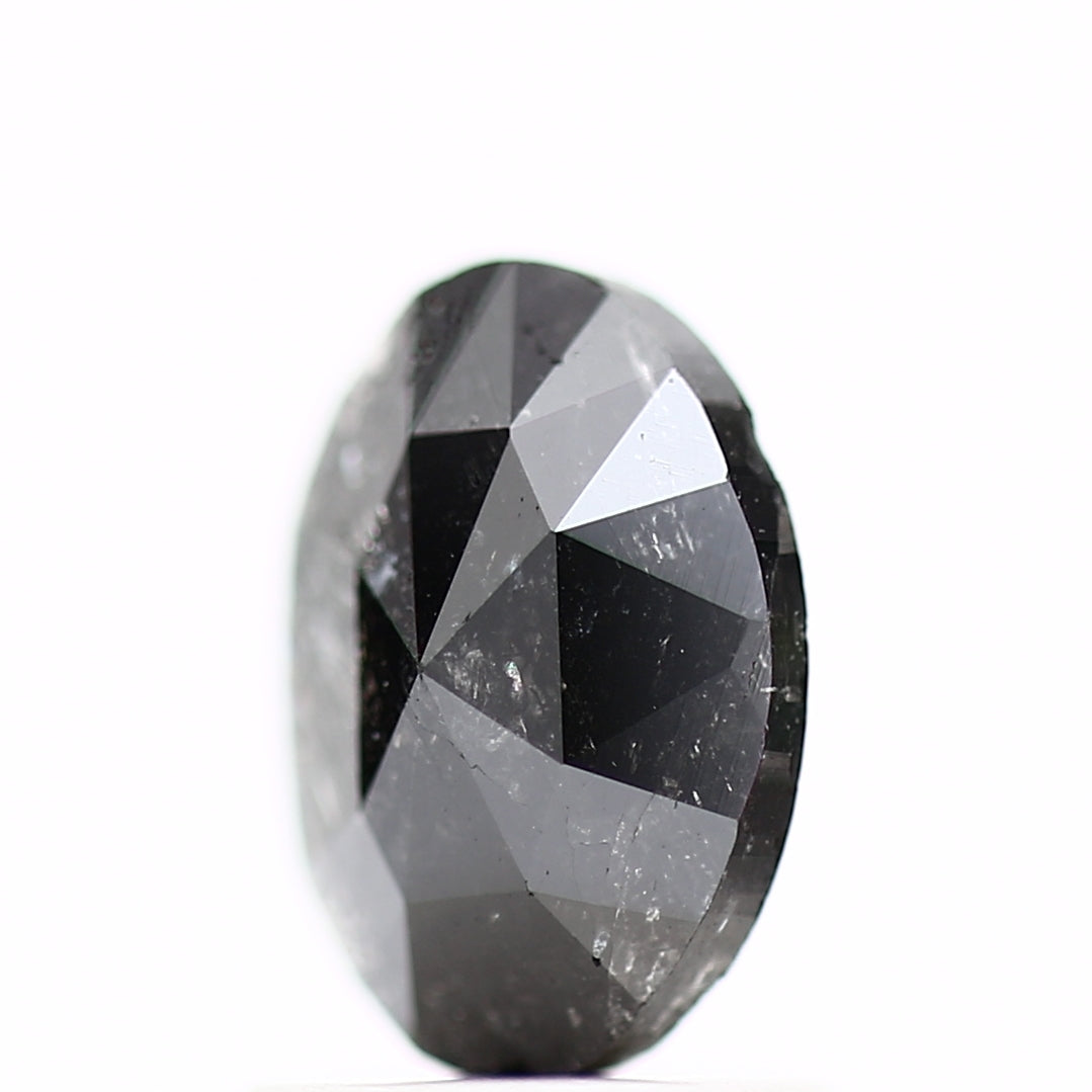 1.02 Carat Salt and Pepper Black Oval Cut Diamond 8.02 MM