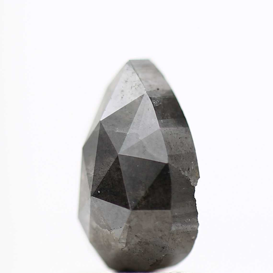 1.51 Carat Natural Gray Pear Rose Cut Diamond For Engagement Ring 8.5 MM