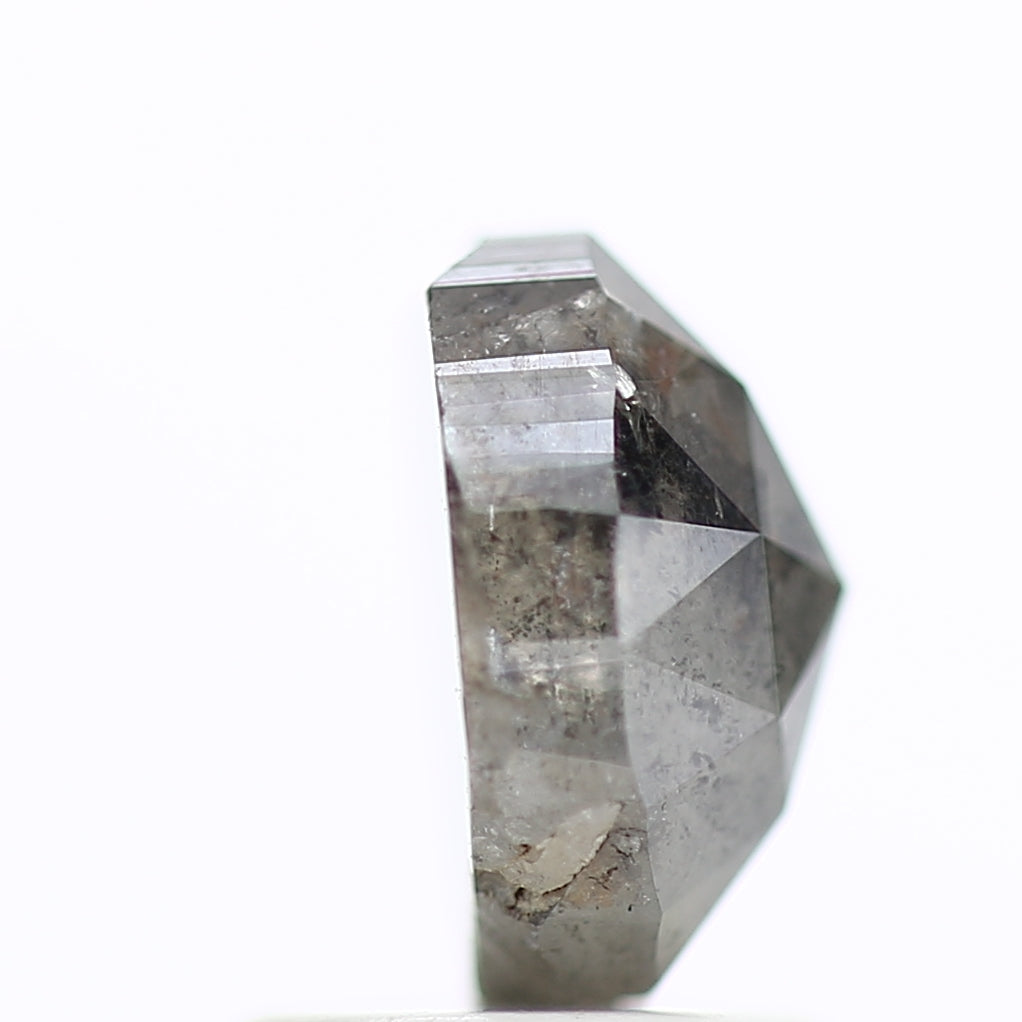 1.54 Carat Natural Gray Oval Rose Cut Salt And Pepper Diamond 7.42 MM