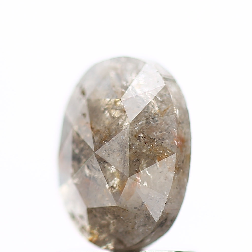 1.11 Carat Oval Rose Cut Salt and Pepper Diamond 7.1 MM