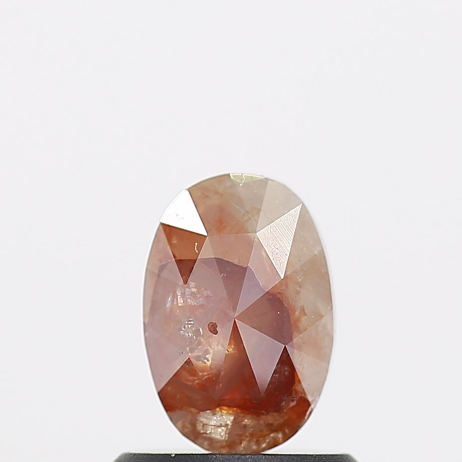 0.68 Carat Orange Rose Cut Oval Diamond 6.6 MM