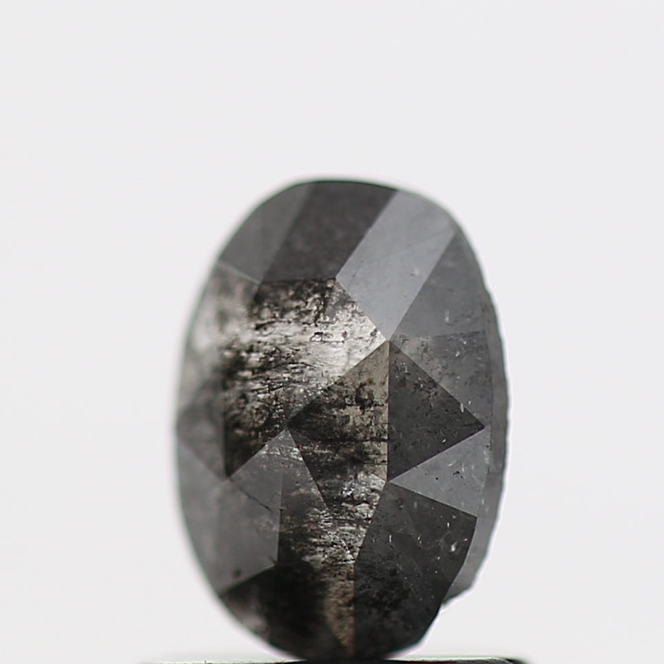 0.63 Carat Rose Cut Loose Oval Gray Natural Diamond 6.7 MM