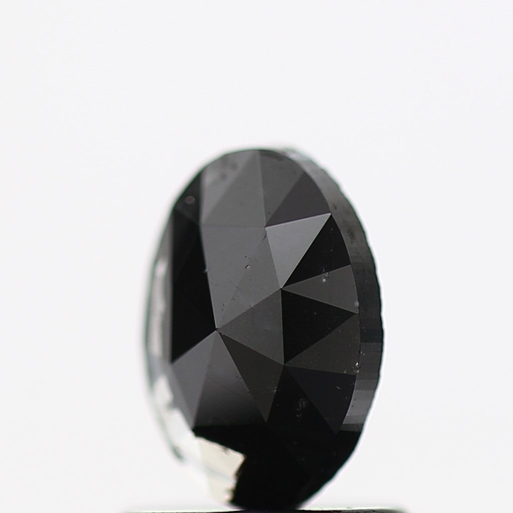 0.69 Carat Oval Rose Cut Natural Black Diamond 7 MM