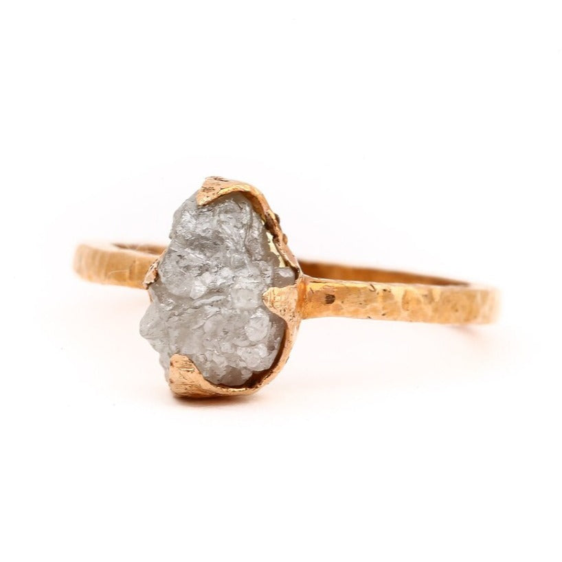 gray uncut rough diamond ring