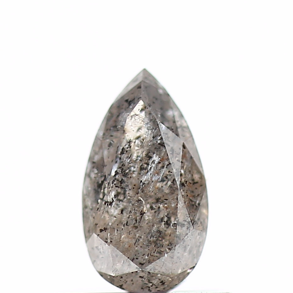 0.52 Carat Fancy Gray Pear Salt and Pepper Diamond 6.81 MM