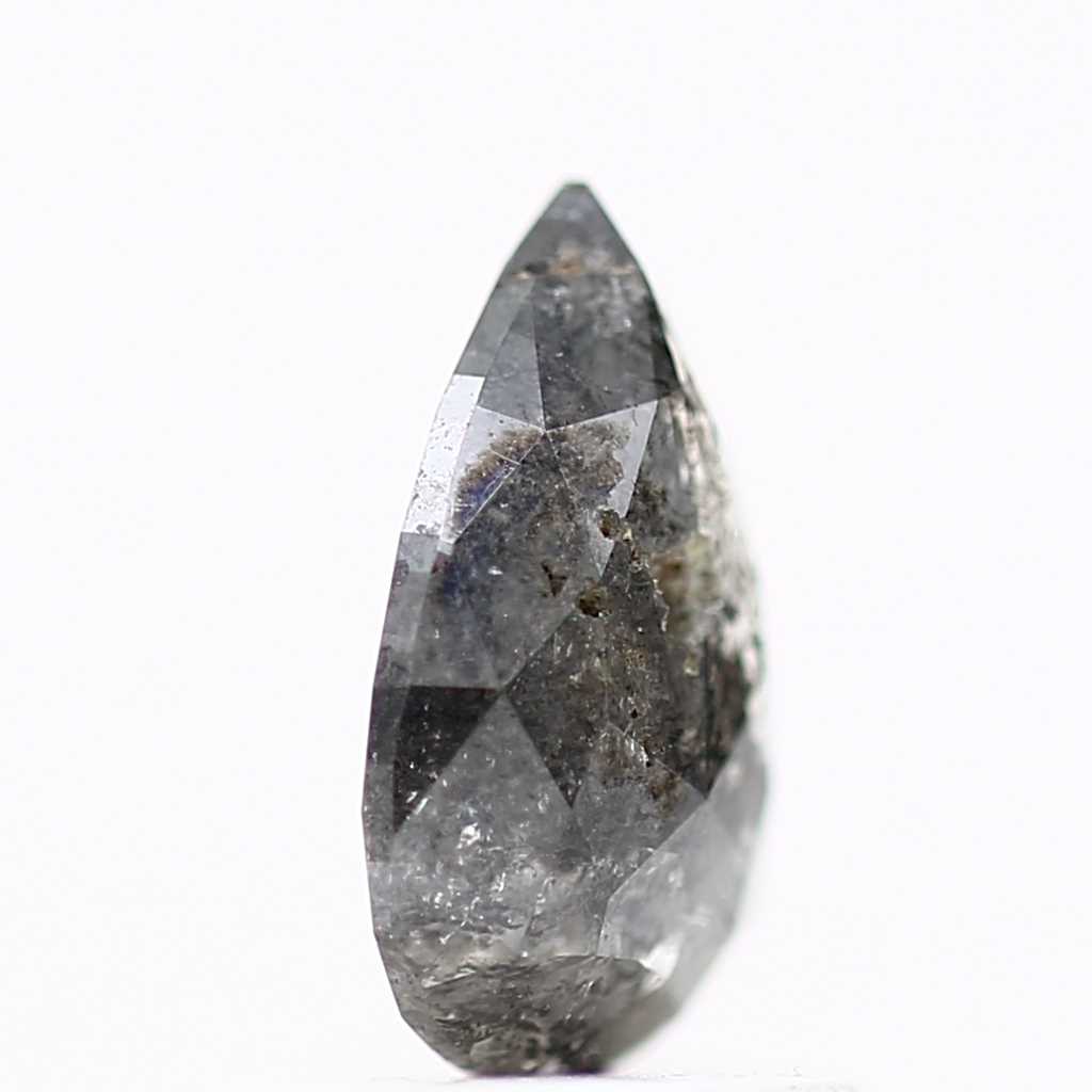0.82 Carat Natural Pear Salt and Pepper Diamond 8.04 MM