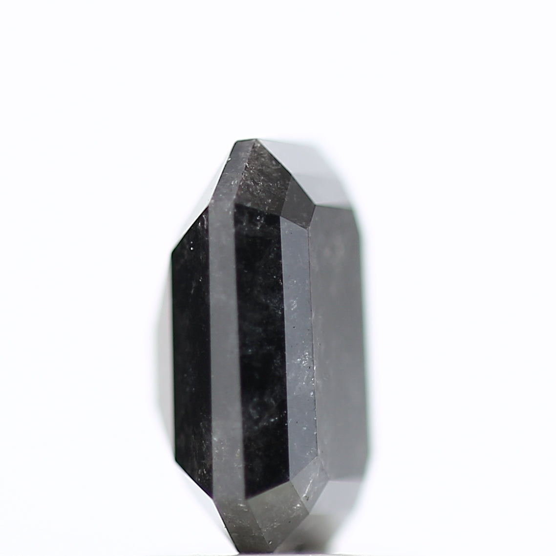 1.81 Ct Natural Color Emerald Cut Black Salt and Pepper Diamond 8.05 MM