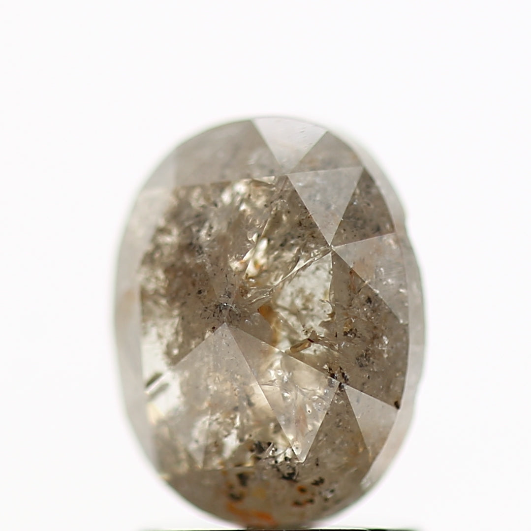 1.37 Carat Oval Gray Natural Salt and Pepper Loose Diamond 7.9 MM