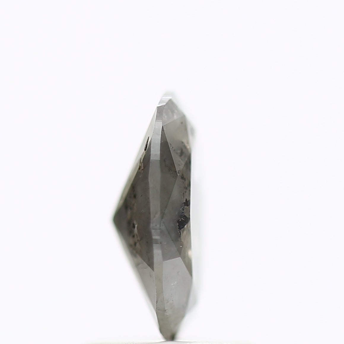 0.91 Carat Rose Cut Oval Gray Salt Pepper Diamond 8.05 MM