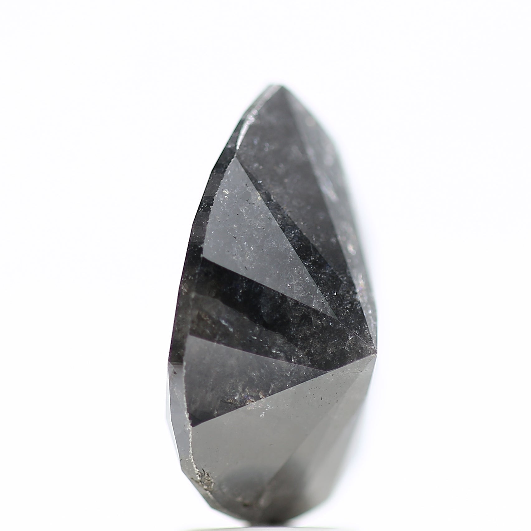 4.44 Carat Natural Pear Salt And Pepper Fancy Black Diamond 13.40 MM