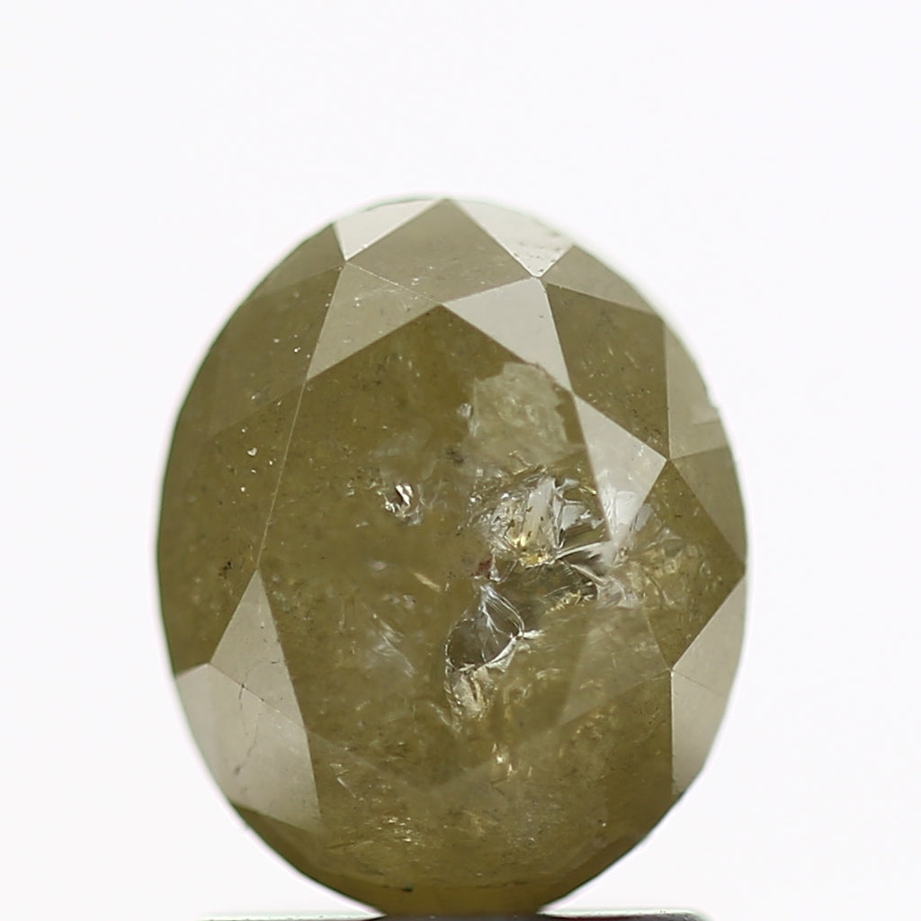 1.79 Carat Oval Green Salt and Pepper Diamond 7.8 MM