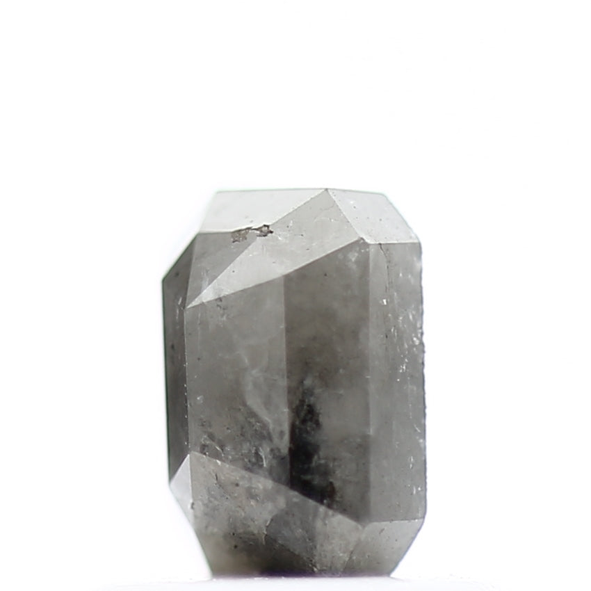 0.63 Carat 3.7 MM Natural Rustic Gray Emerald Shape Loose Diamond - Blackdiamond