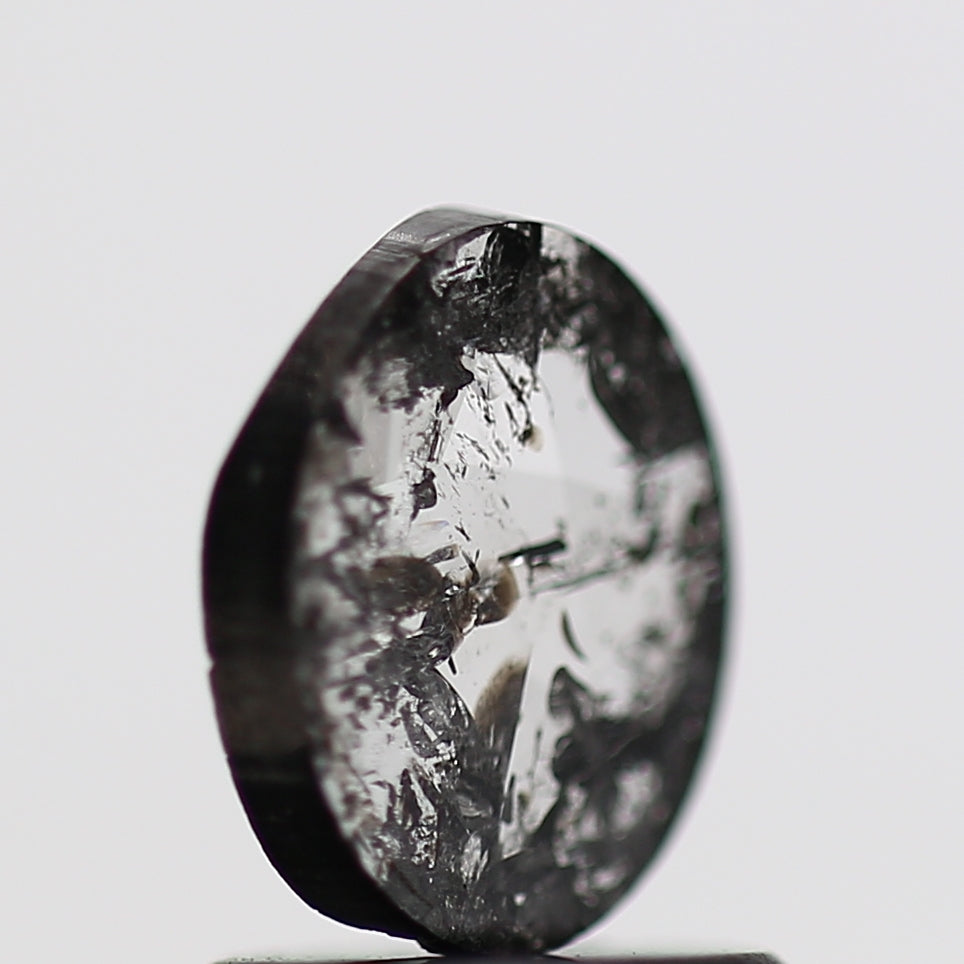 0.73 Carat Oval Slice Polki Salt and Pepper Diamond 7.20 MM