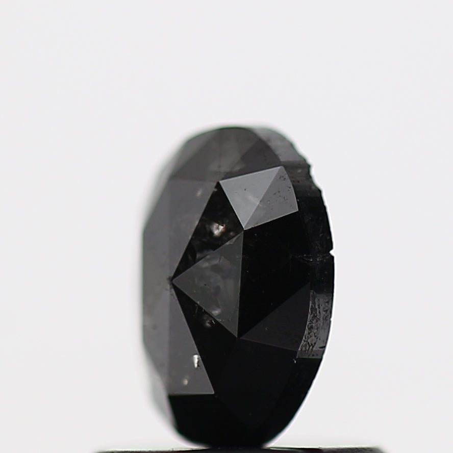 0.51 Carat Oval Rose Cut Natural Black Diamond 6.2 MM