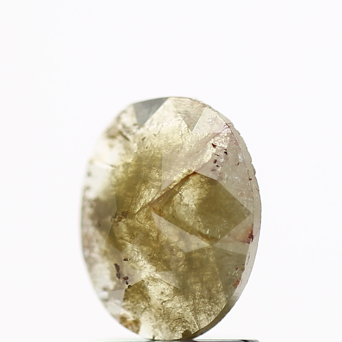 0.82 Carat Natural Rose Cut Oval Yellow Diamond 7.9 MM