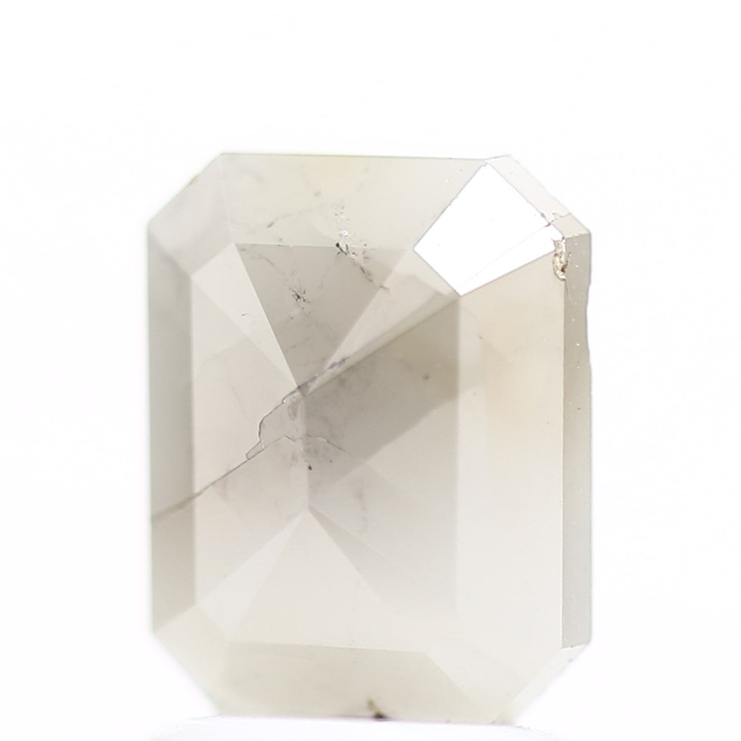 1.43 Carat 7.7 MM Rustic Milky Gray Emerald Natural Loose Diamond - Blackdiamond