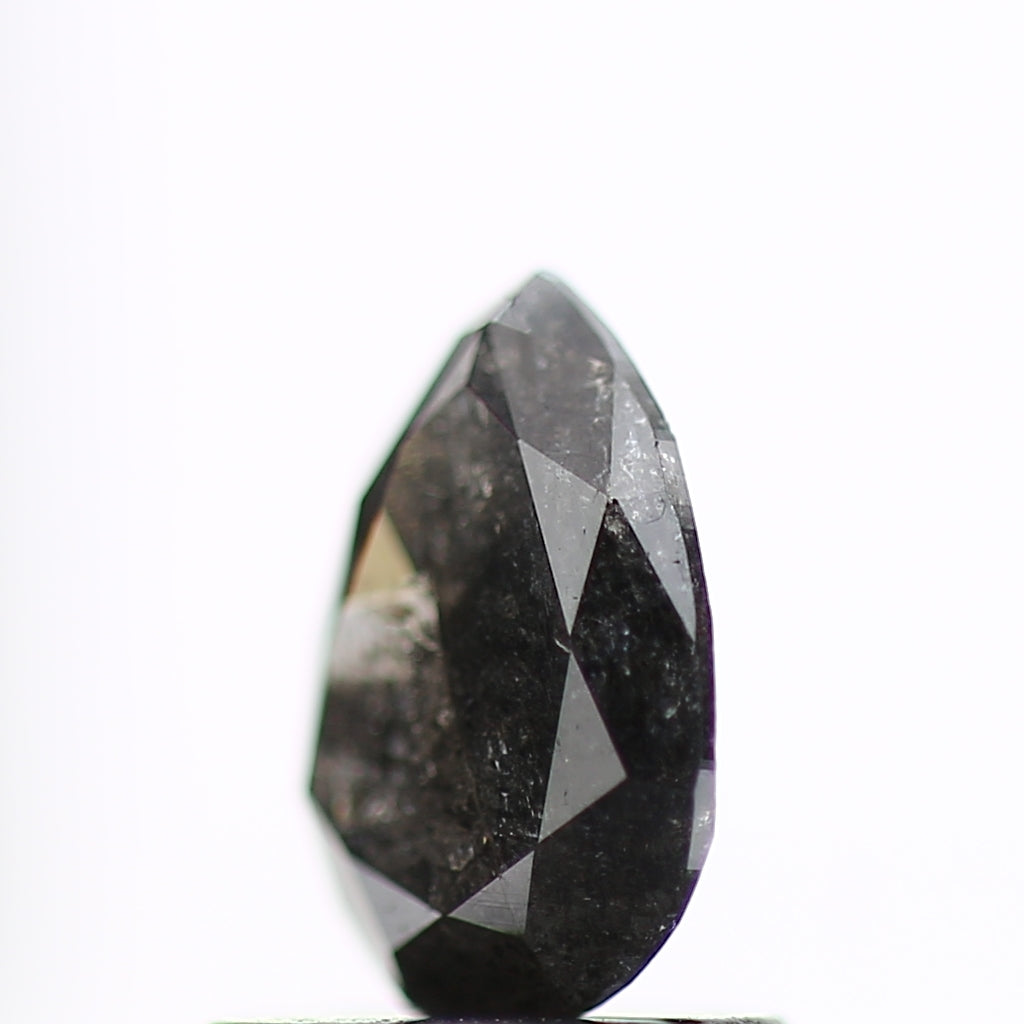 0.79 Carat Fancy Pear Black Salt and Pepper Diamond 7.25 MM