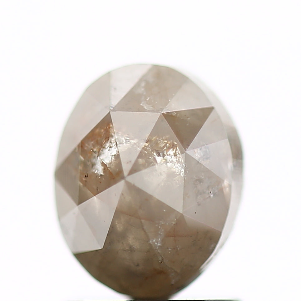 1.40 Carat Oval Rose Cut Salt and Pepper Diamond 7.3 MM