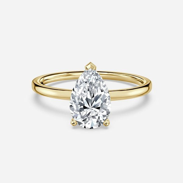 Deltic Pear Solitaire Engagement Ring 14K / 18K Solid Gold