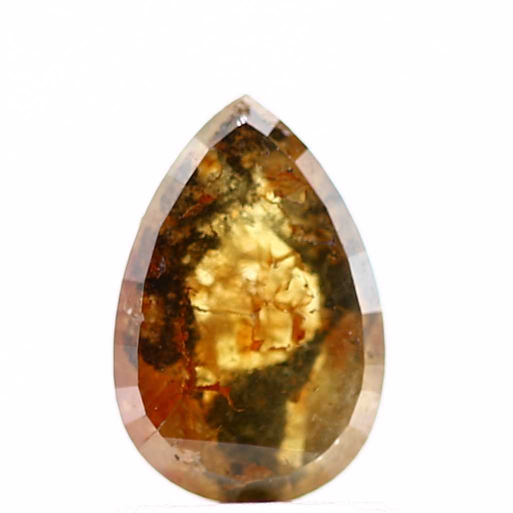 1 Carat Salt and Pepper Diamond Natural Orange Pear 7.85 MM