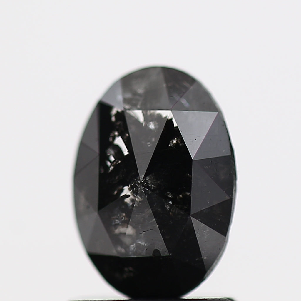 0.69 Carat Fancy Black Natural Rose Cut Diamond Oval 7.7 MM